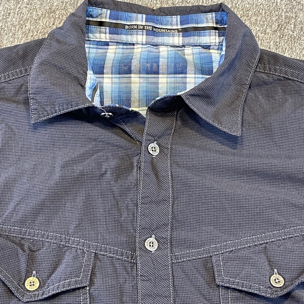 Kuhl Plaid Lined Short Sleeve Button Up Shirt Outdoor Casual Gray M